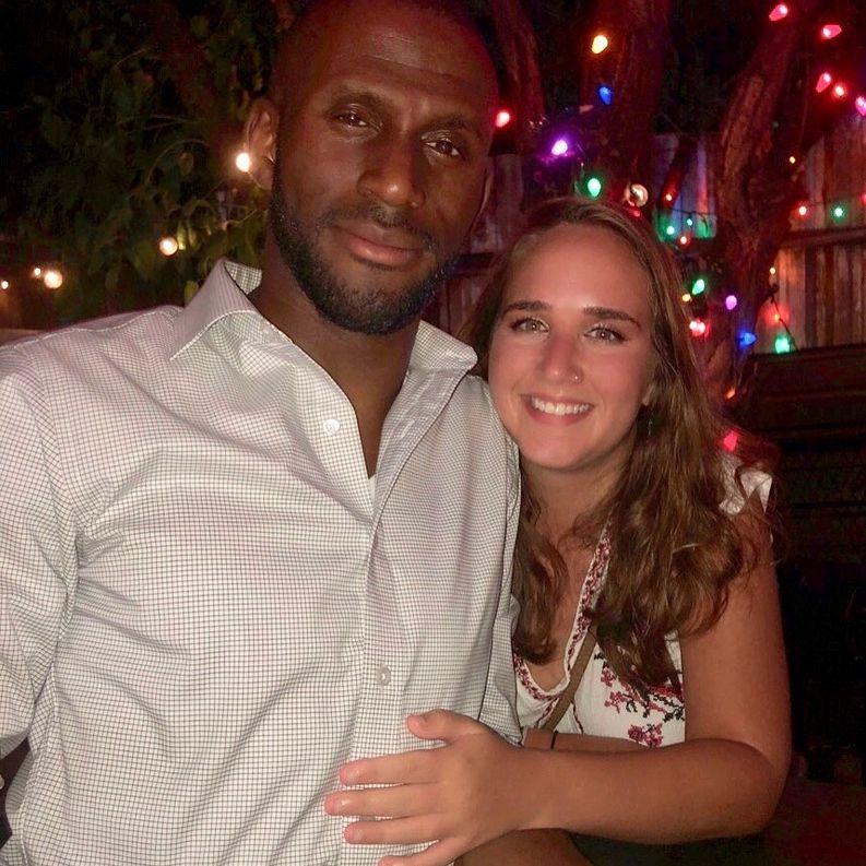 Maia's 24th birthday at Bacchanal wine in New Orleans, a few months into dating, July 2018
