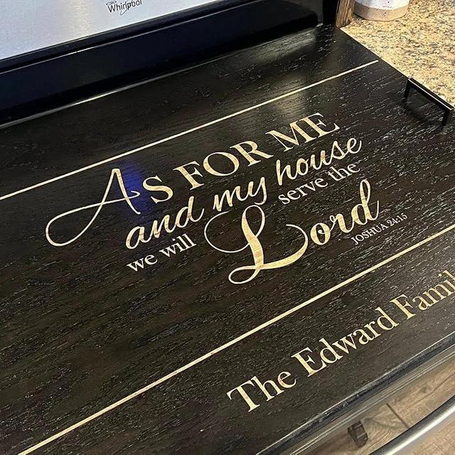 Stove top covers for electric stove/Personalized Christmas Gift/Burner Guard/Stove Top Cover/Noodle Board/Wooden/Scripture Verse As for me and my House with Family Name Laser Engraved