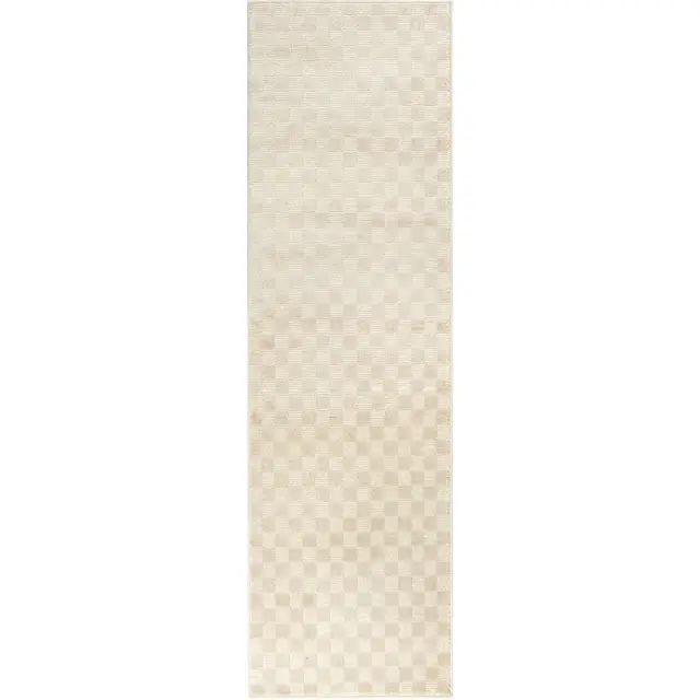 Nourison Serenity Home Checkered Indoor Area Rug Beige 2'2" x 7'6