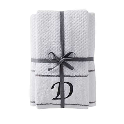SKL Home by Saturday Knight Ltd. Monogram "D" Bath and Hand Towel Set, White, 4-pack