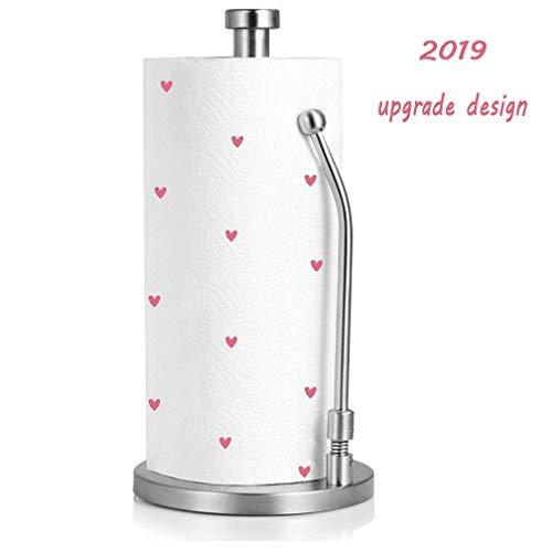Awekris Stainless Steel Paper Towel Holder, Simply Tear Standing Paper Towel Holder, Vertical Paper Towel Holder/Tissue Holder Countertop with Weighted Anti-slip Base