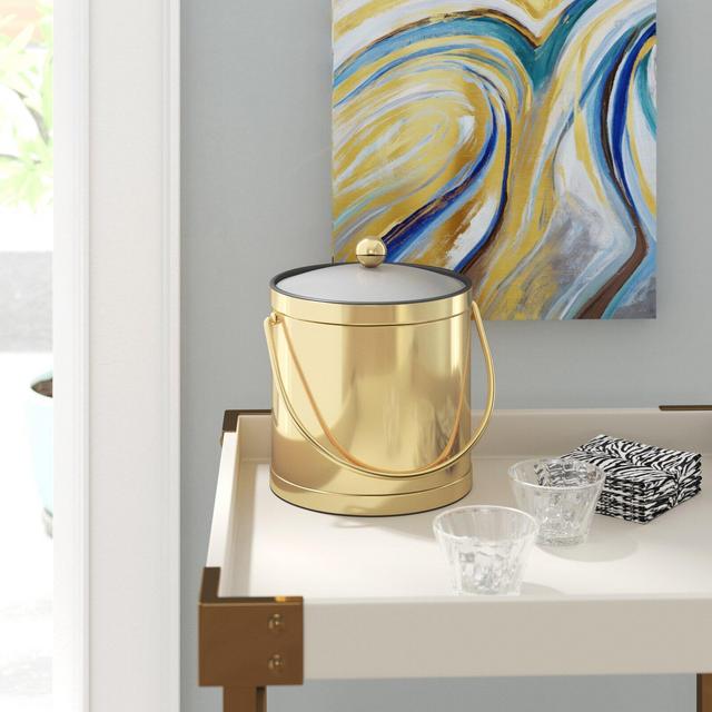 Whobrey 3 Qt Ice Bucket with Lucite Cover in Polished Brass
