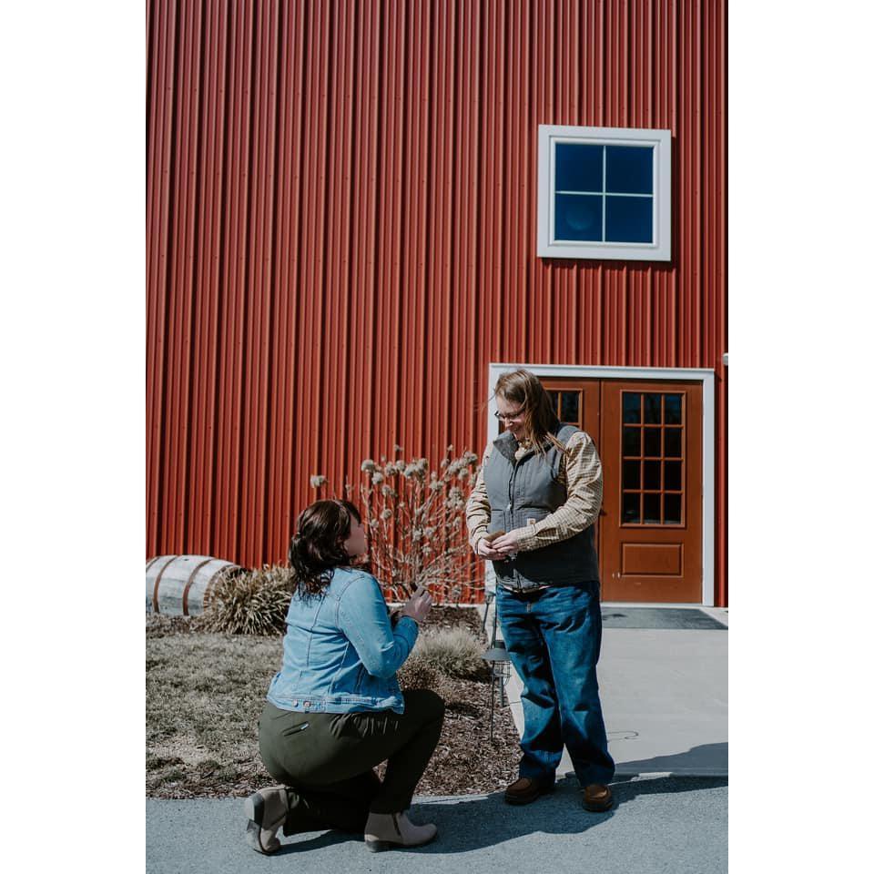 Julia popping the question at Eight Oaks