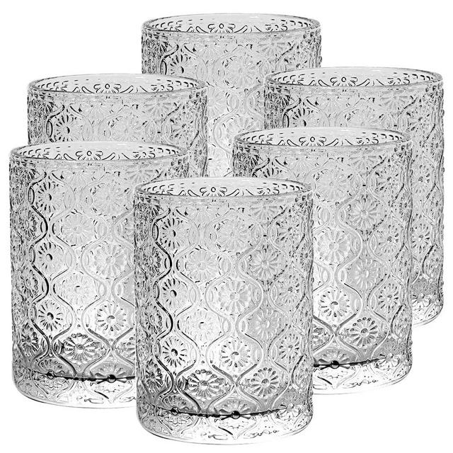 WELTAZ Kitchen Drinking Glasses Cups Set Of 6, Old Fashioned Glass, 8oz Whiskey Glasses, Cocktail Glasses