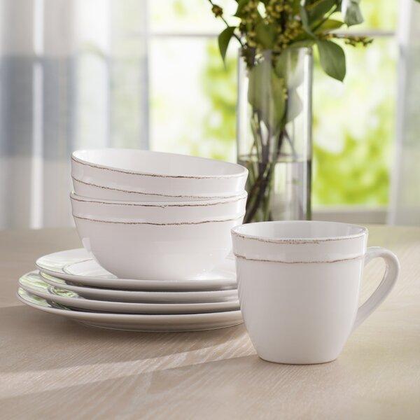 White Harwood 16 Piece Dinnerware Set, Service for 4