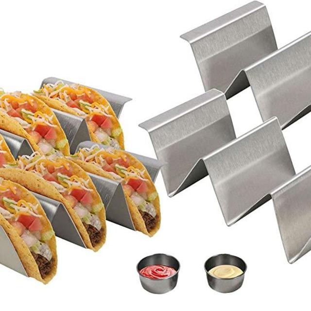 4 Pack Stainless Steel Taco Holder Stand Taco Truck Tray Tacos, Oven Safe for Baking Dishwasher and Grill Safe