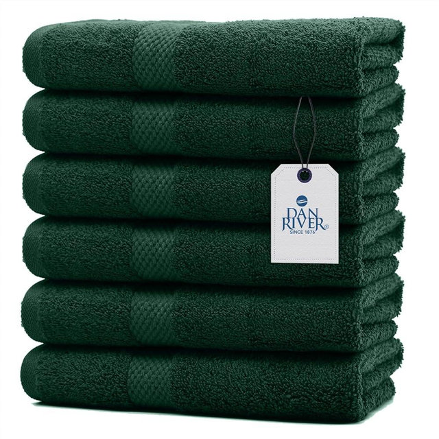 DAN RIVER Luxury Hand Towels Set Pack of 6 (16x28 in) 100% Cotton, Ultra Soft, Lightweight and Highly Absorbent, Perfect for Salon, Spa, Gym, Hotel and Bathroom, 500 GSM - Hunter Green