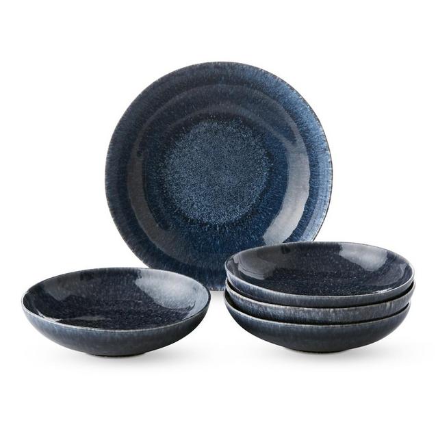 Reactive Glaze Pasta Bowl Set with Serve Bowl, Blue