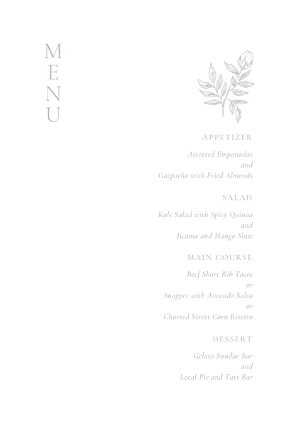 Zola Wedding Menus - Cardinell Letterpress