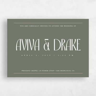 Dark Sage, Green Wedding Invitation - Trogir Landscape