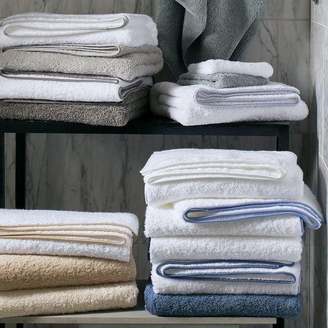 Cairo Hand Towels, White & Silver