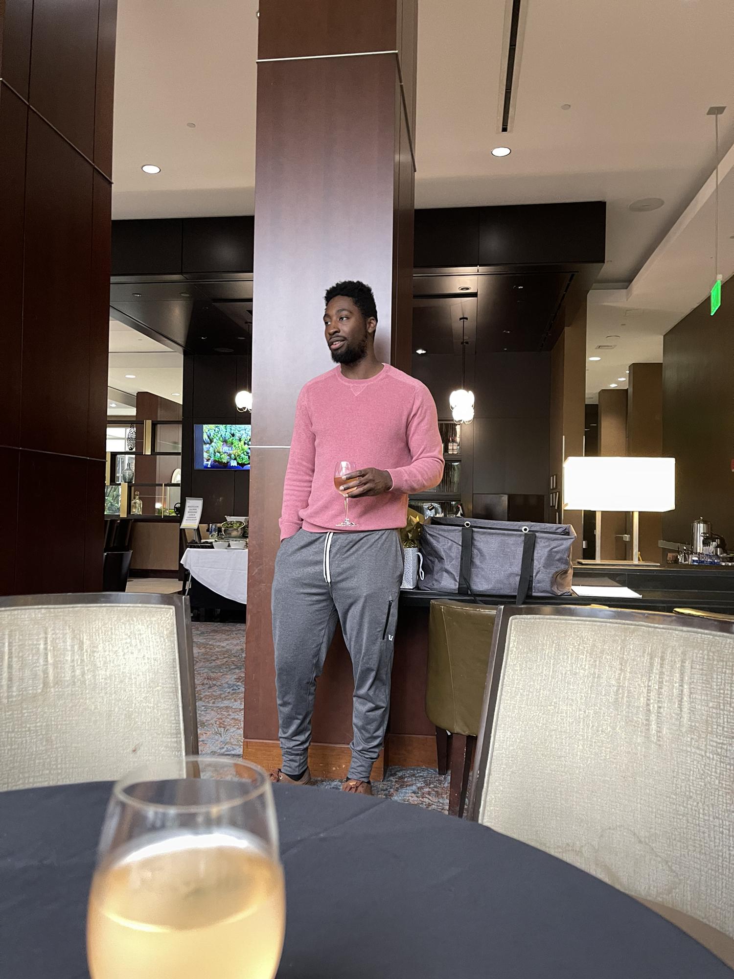 Yelnats toasting to our family at brunch.