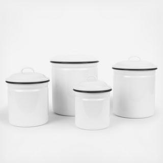 Vintage Enamelware 4-Piece Canister Set