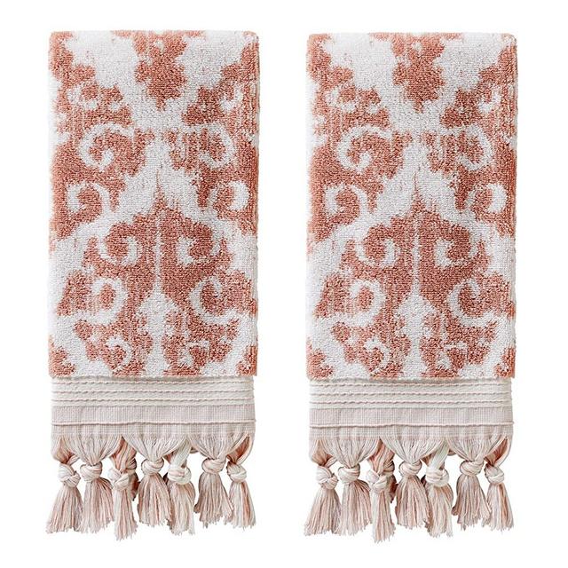 SKL HOME by Saturday Knight Ltd. Mirage Fringe 100% Turkish Cotton Hand Towel Set, Blush