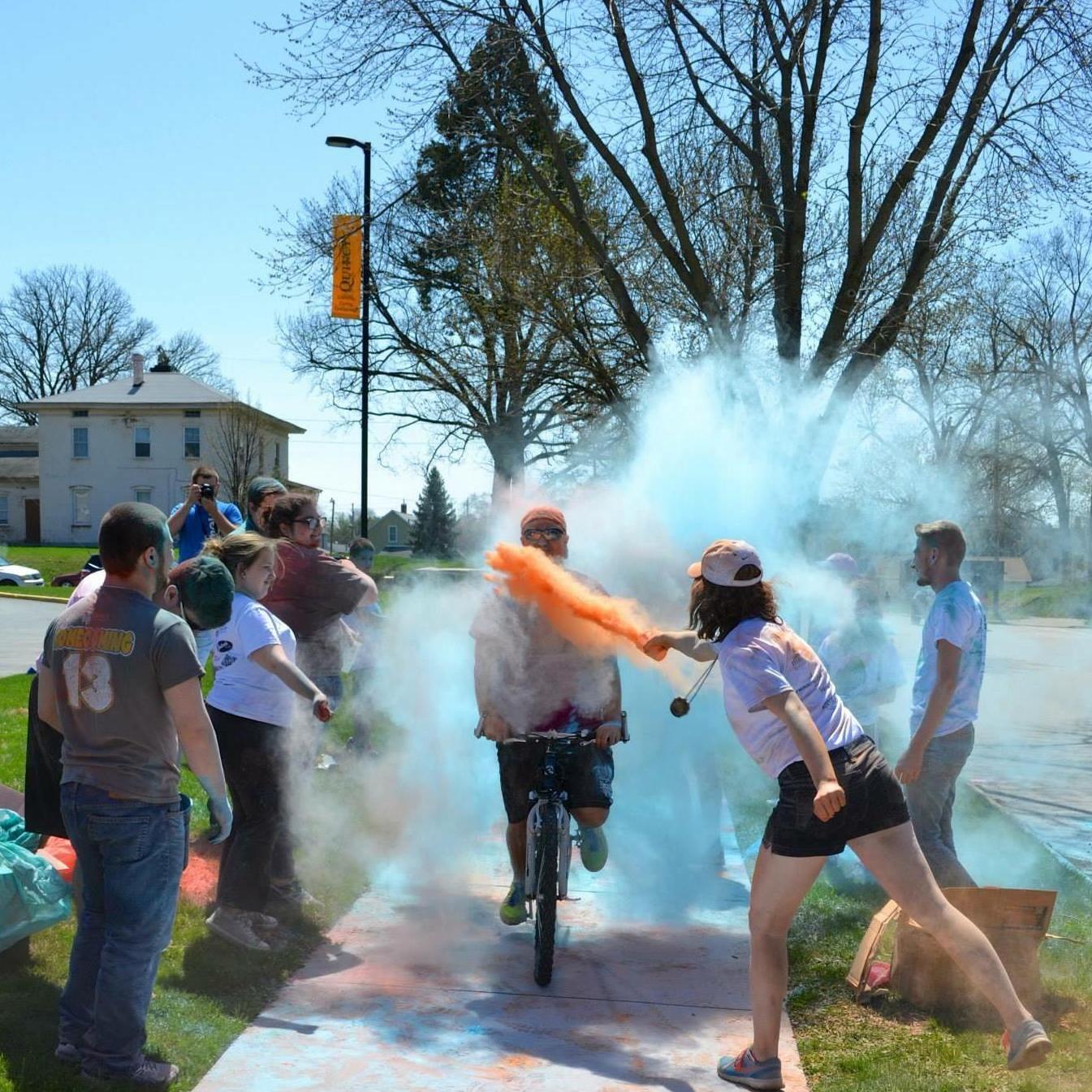 Strides for Shannon 5k Color run.... and the single greatest throw Taylor has ever made