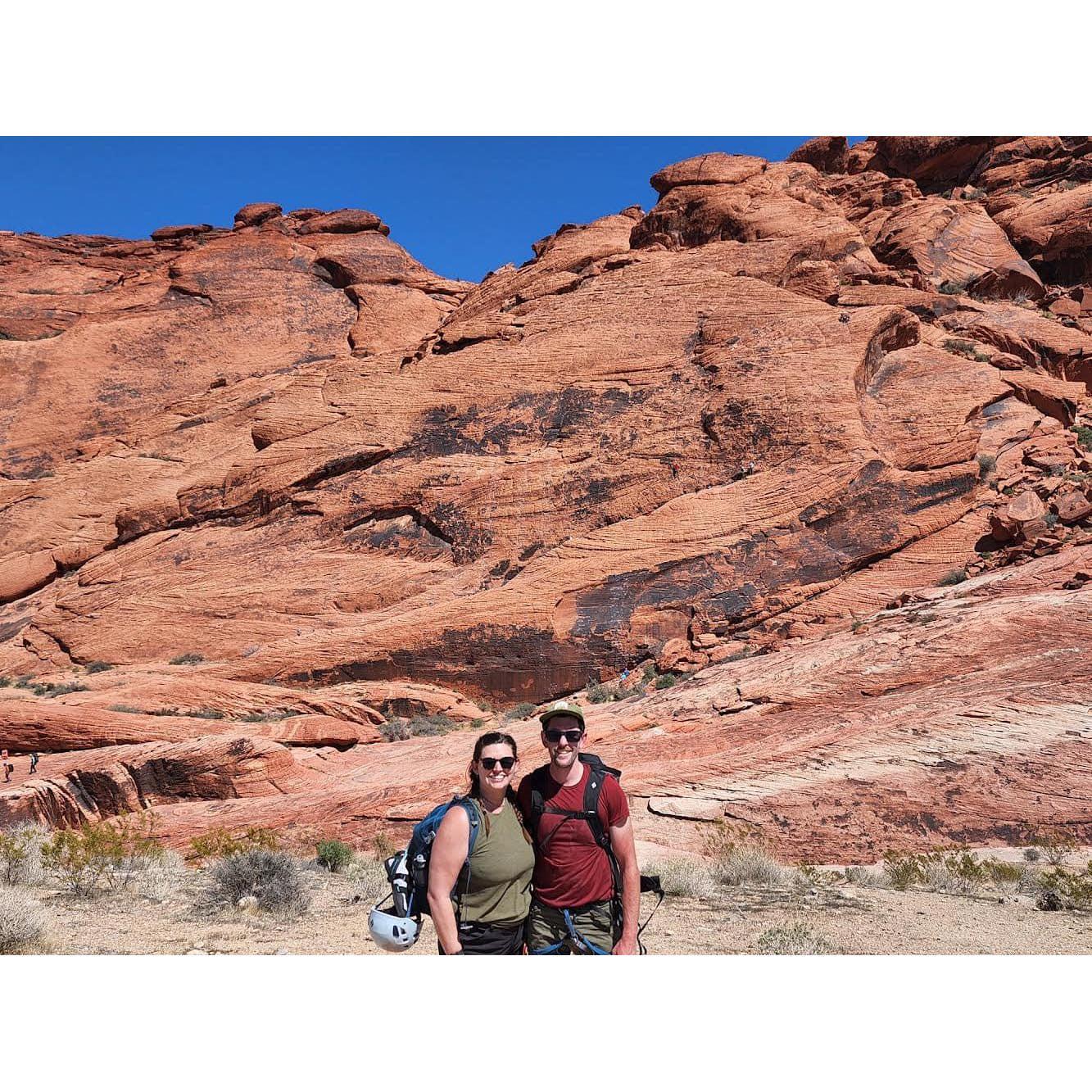 After a day of climbing at Red Rocks State Park just outside of Las Vegas