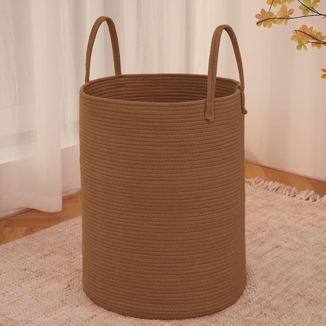 JMvicyroam Large Woven Laundry Basket Hamper,80L Cotton Rope Storage Bin for Blankets,Toys and Clothes,Decorative Tall Nursery Hamper for Living Room,Baby Nursery,Bathroom and Bedroom,Golden Jute