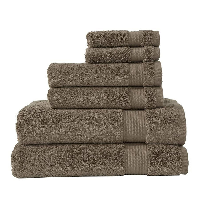Classic Turkish Towels Premium 100% Turkish Cotton Towels Set of 6-Piece | Plush and Thick 2 Bath Towels, 2 Washcloths and 2 Hand Towels (Coffee)