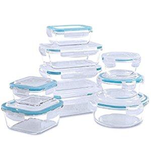 Glass Food Storage Container Set - 18 Pieces (9 Containers + 9 Lids) Transparent Lids - BPA Free - For Home Kitchen or Restaurant - by Utopia Kitchen