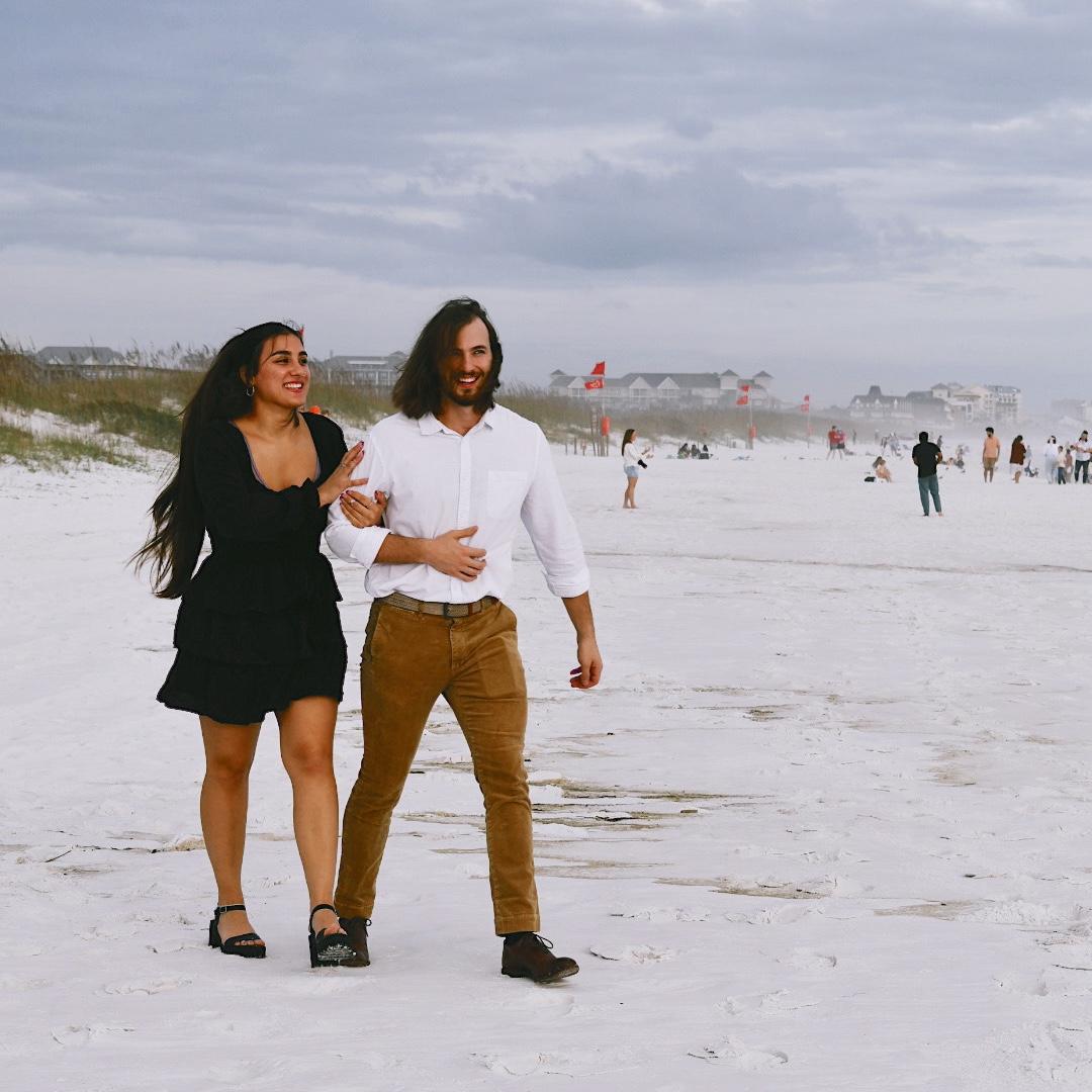 Bradey leading Sydney down the beach….