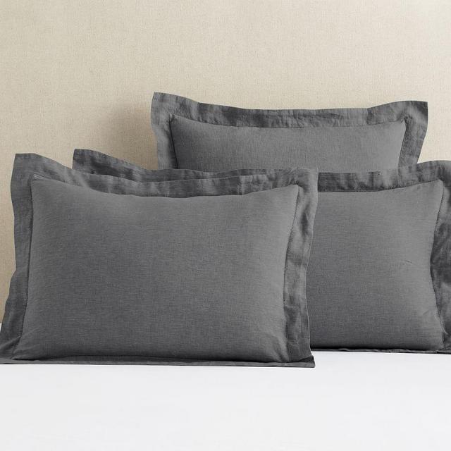 Belgian Flax Linen Sham, Euro, Ebony