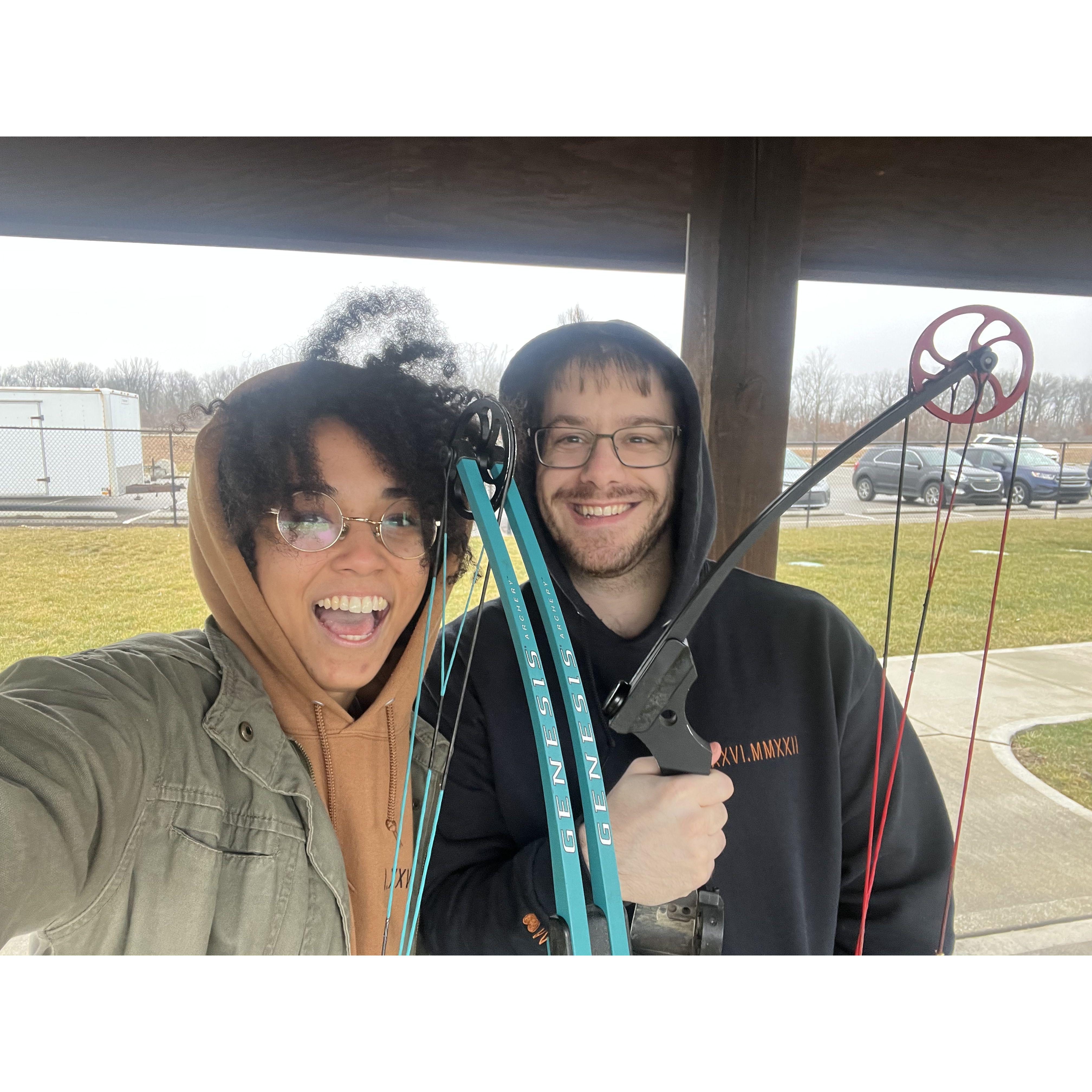 Luke and Madison's 2nd anniversary celebration at archery! It was also FREEZING.