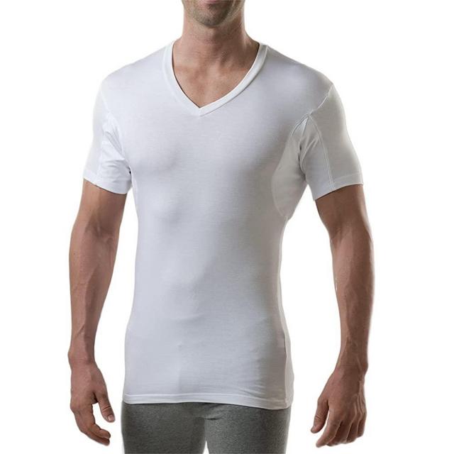 Sweatproof Undershirt for Men with Underarm Sweat Pads (Slim Fit, V-Neck)