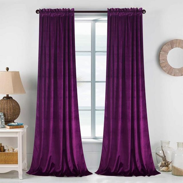 Roslynwood Purple Orchid Nursery Sunlight Velvet Curtains - Elegant Interior Decoration Large Window Blackout Velvet Drapes for Living Room, 52 x 84 Inches Long, Purple Orchid, 2 Pcs