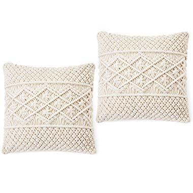 Dahey Throw Pillow Cover Macrame Pillow Case Decorative Cushion Cover for Bed Sofa Couch Bench Car Boho Home Decor,Set of 2(Pillow Inserts Not Included),17 Inches