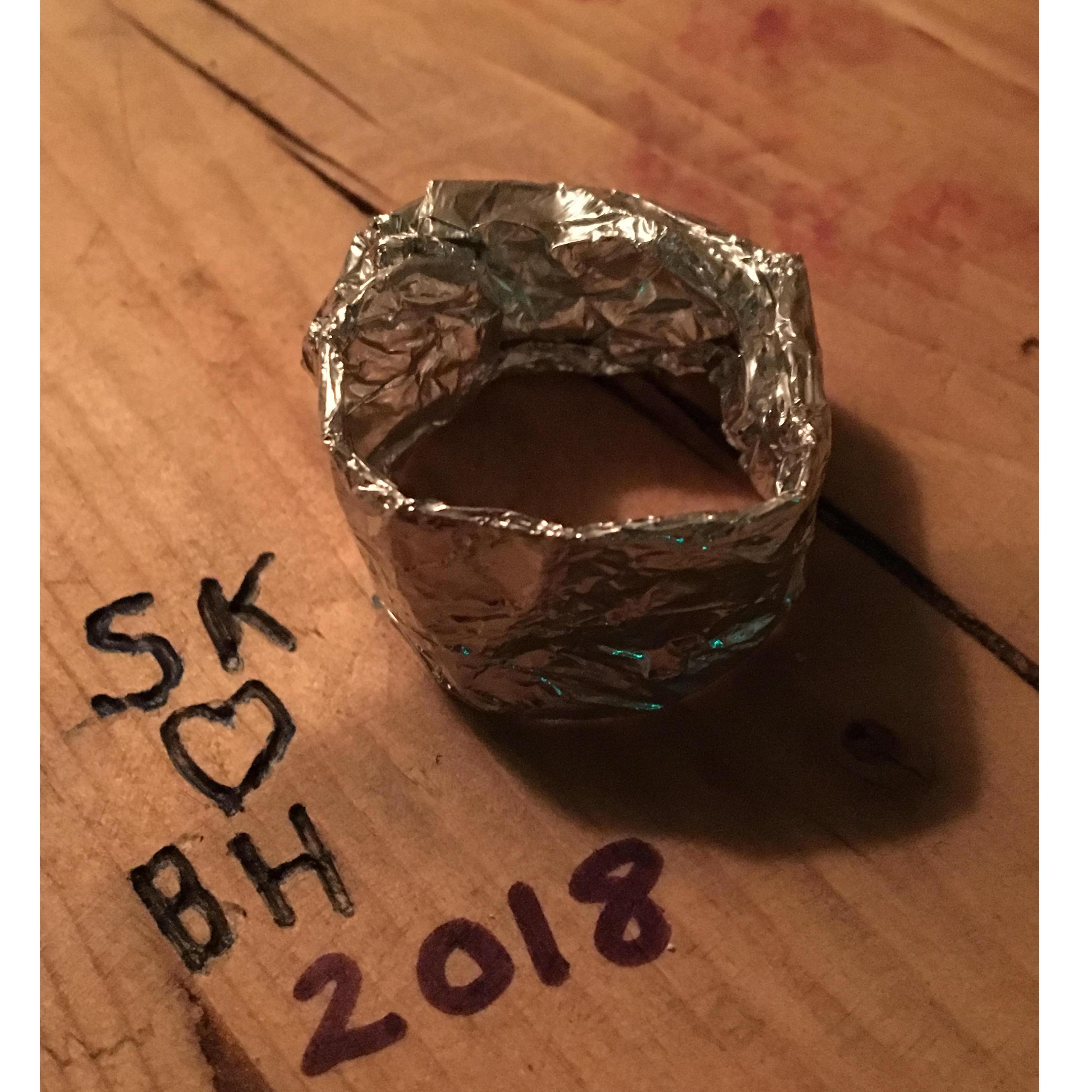 The tinfoil ring Brandon used to propose