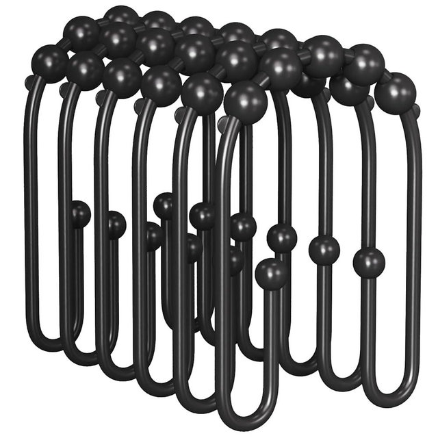 AmazerBath Shower Curtain Hooks, Black Shower Curtain Hooks Rust Proof Non-Slip Double Hook Shower Curtain Hooks for Shower Curtain, Sturdy Shower Curtain Rings Metal Shower Hooks Ring Bathroom 12Pcs