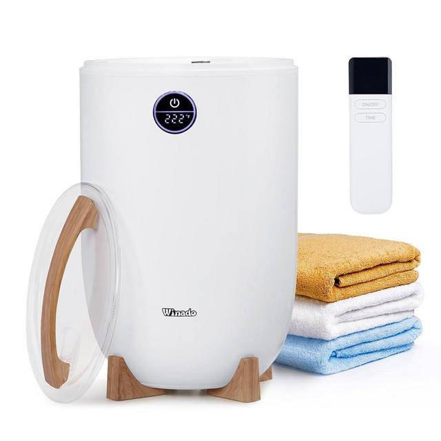 Winado Towel Warmer Bucket Style, Large Towel Heater w/Remote Control, Adjustable Time, LED Display, Fragrance Holder, Child Safety Lock, Fit Up to 2 Oversized Towels for Bathroom, Hot Tub