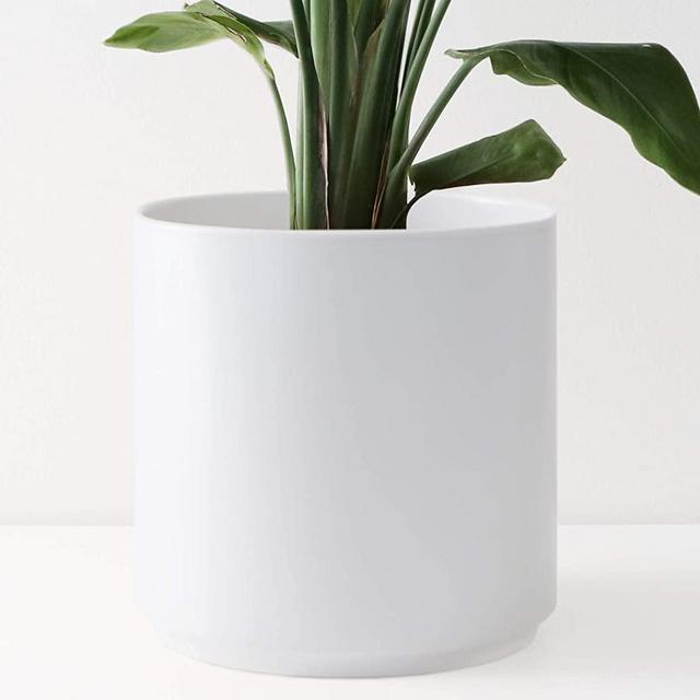 Peach & Pebble 10" Ceramic Planter Set (15", 12", 10", 8" or 7") - Large White Plant Pot, Hand Glazed Indoor Flower Pot for All Indoor Plants (White, Black, Melon or Gold) - White, Set of 2-10 inch