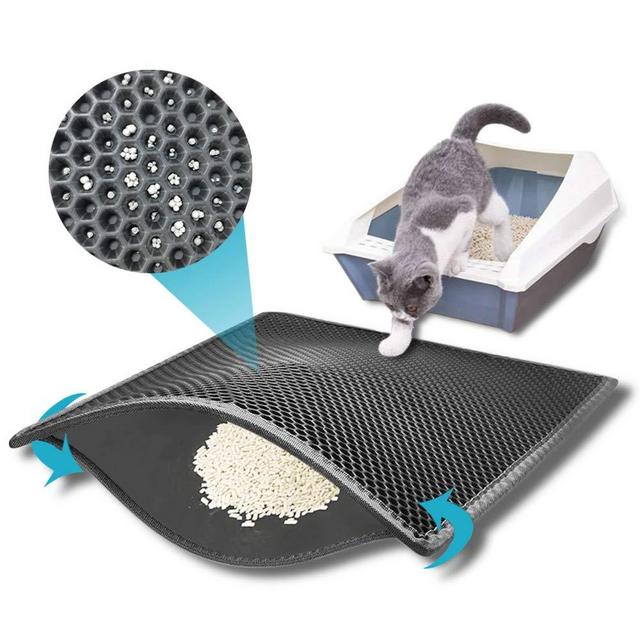 kaxionage Cat Litter Mat, Litter Box Mat,Honeycomb Double Layer Trapping Litter Mat Design,Waterproof Urine Proof Kitty Litter Mat,Easy Clean Scatter Control