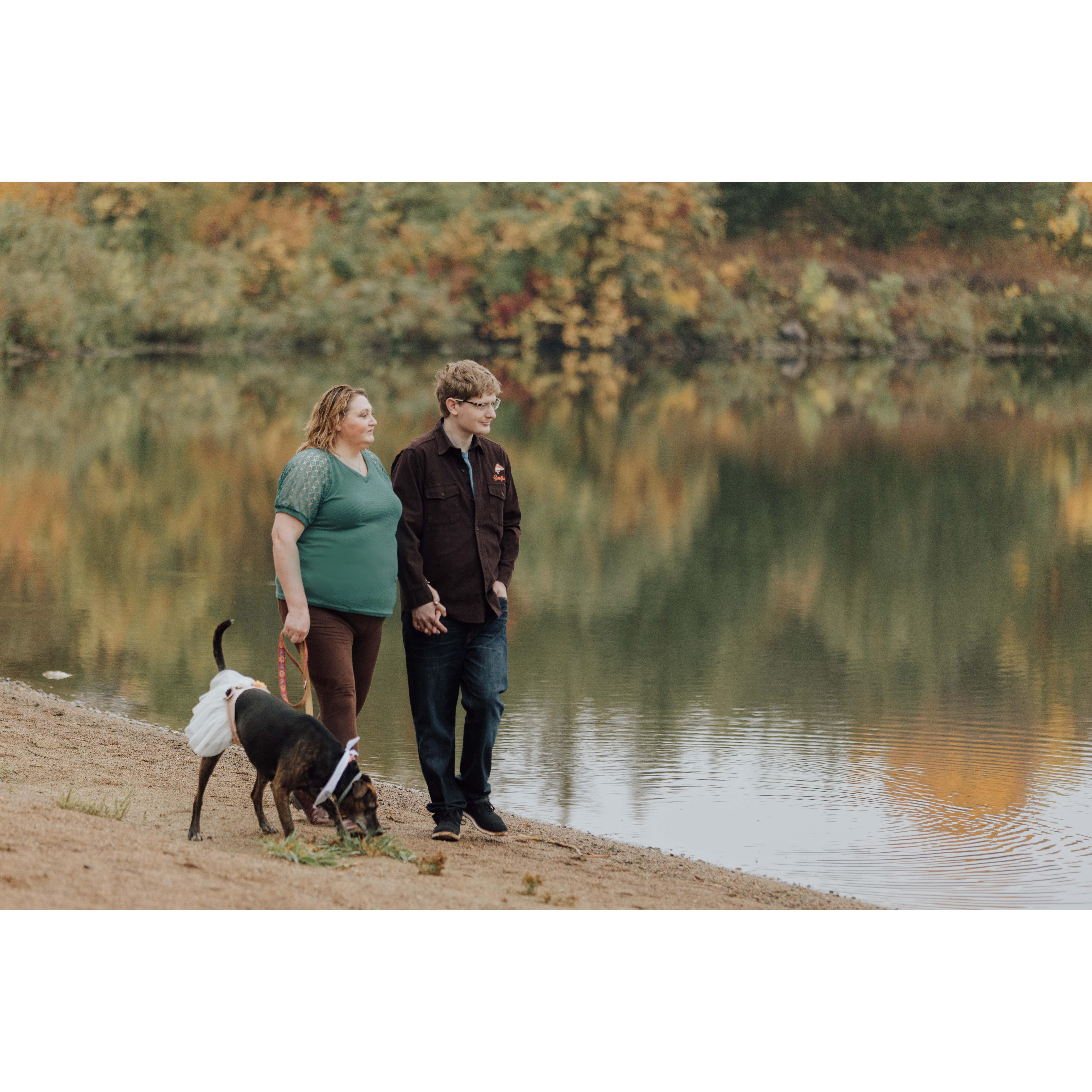 We hope to grow a family, but for now the cats, who couldn't be bothered to attend the photo shoot, and dog are plenty.