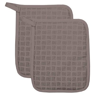 2pk 7&#34;x9&#34; Herringbone Potholder Set Gray - Mu Kitchen