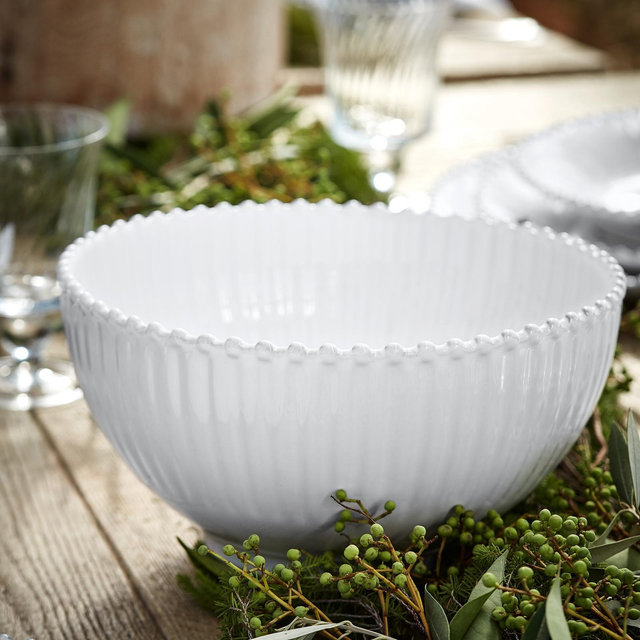 Pearl White Salad Serving Bowl