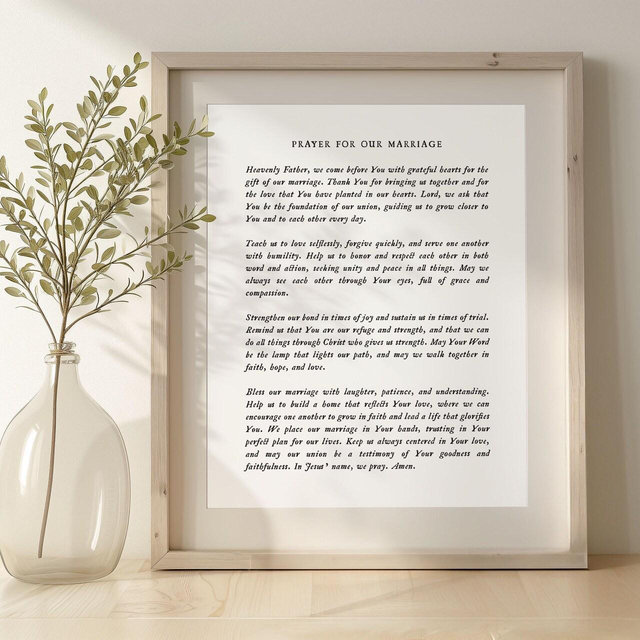 Gift for Newlyweds, Prayer for our Marriage, Christian Wedding Gift, Gift for Spouse, Wedding Gift