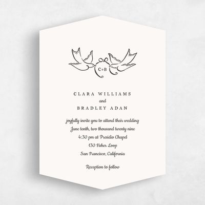 Beige Diamond Wedding Invitation - Camarine Portrait