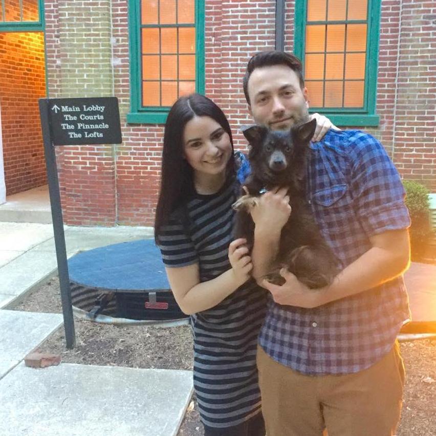 The future Mr. & Mrs. Suhr & Coco at their apartment in West Chester, PA.