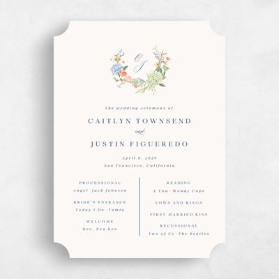 Beige Ticket Wedding Program - Rosamund