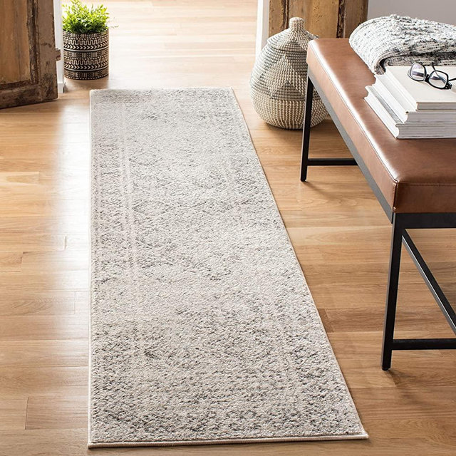 SAFAVIEH Tulum Collection TUL264A Moroccan Boho Distressed Non-Shedding Living Room Entryway Foyer Hallway Bedroom Runner, 2' x 7' , Ivory / Grey
