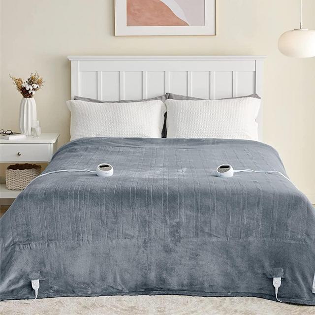 Bedsure Electric Blanket Queen Size - Heated Blanket Queen, 10 Heat Settings Fleece Heating Blanket with 10 Time Settings, 8hrs Timer Auto Shut Off, Dual Control (84×90 inches, Grey)