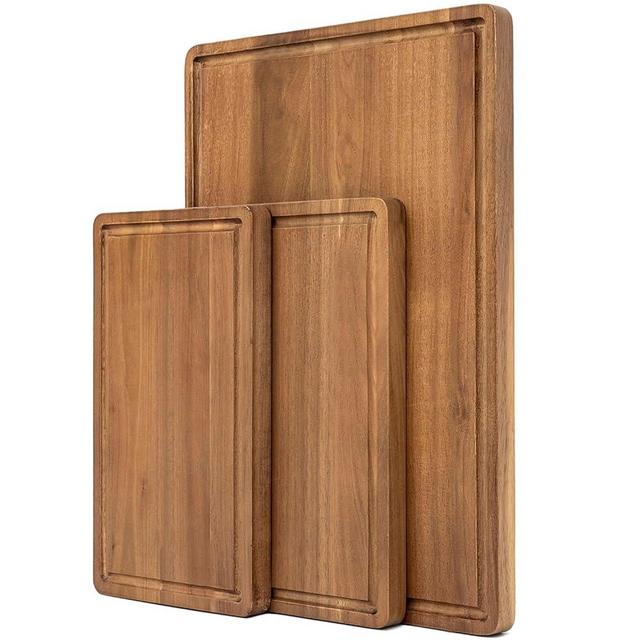 KOLWOVEN Cutting Boards for Kitchen - Set of 3, Wood Cutting Board for Chopping Meat, Cheese, Fruits, Vegetables, Knife Friendly Serving Tray
