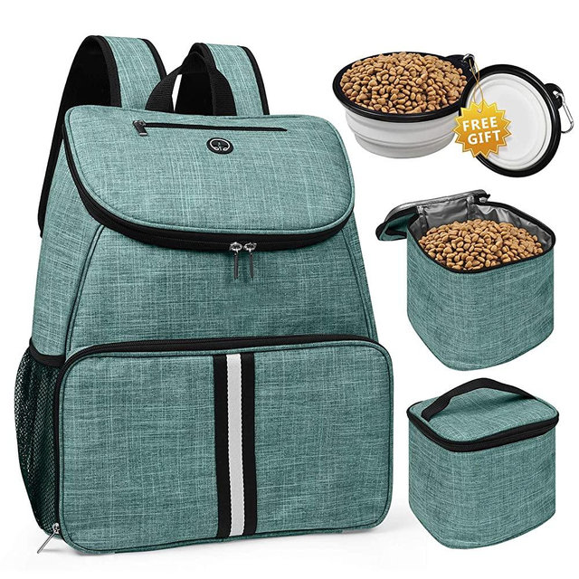 BAGLHER 丨Dog Travel Bag,Airline Approved Pet Supplies Backpack,Dog Travel Backpack with 2 Silicone Collapsible Bowls and 2 Food Baskets.