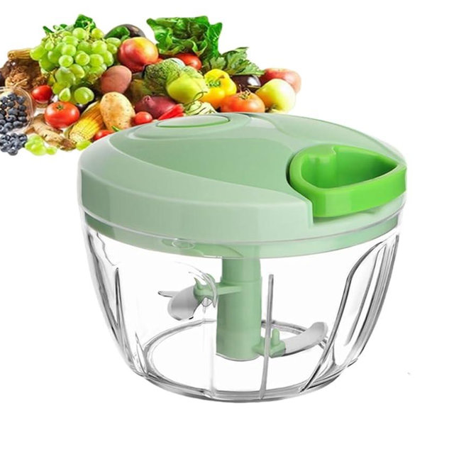 Vegetable Chopper Manual Food Chopper with Container, Hand Pull String Veggie Cutter for Salad Garlic Nut Onion