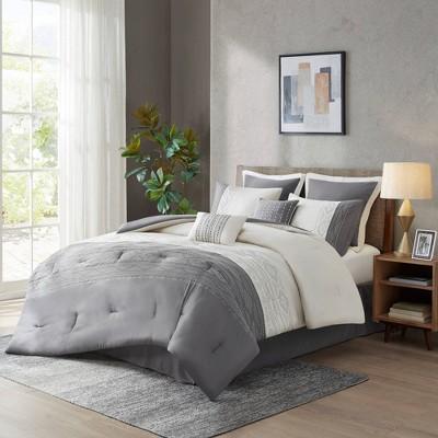 8pc Wilona Embroidered Comforter Set Gray - King