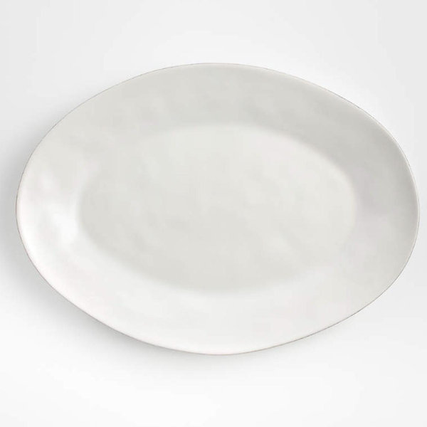 Marin White Large Stoneware Oval Serving Platter
