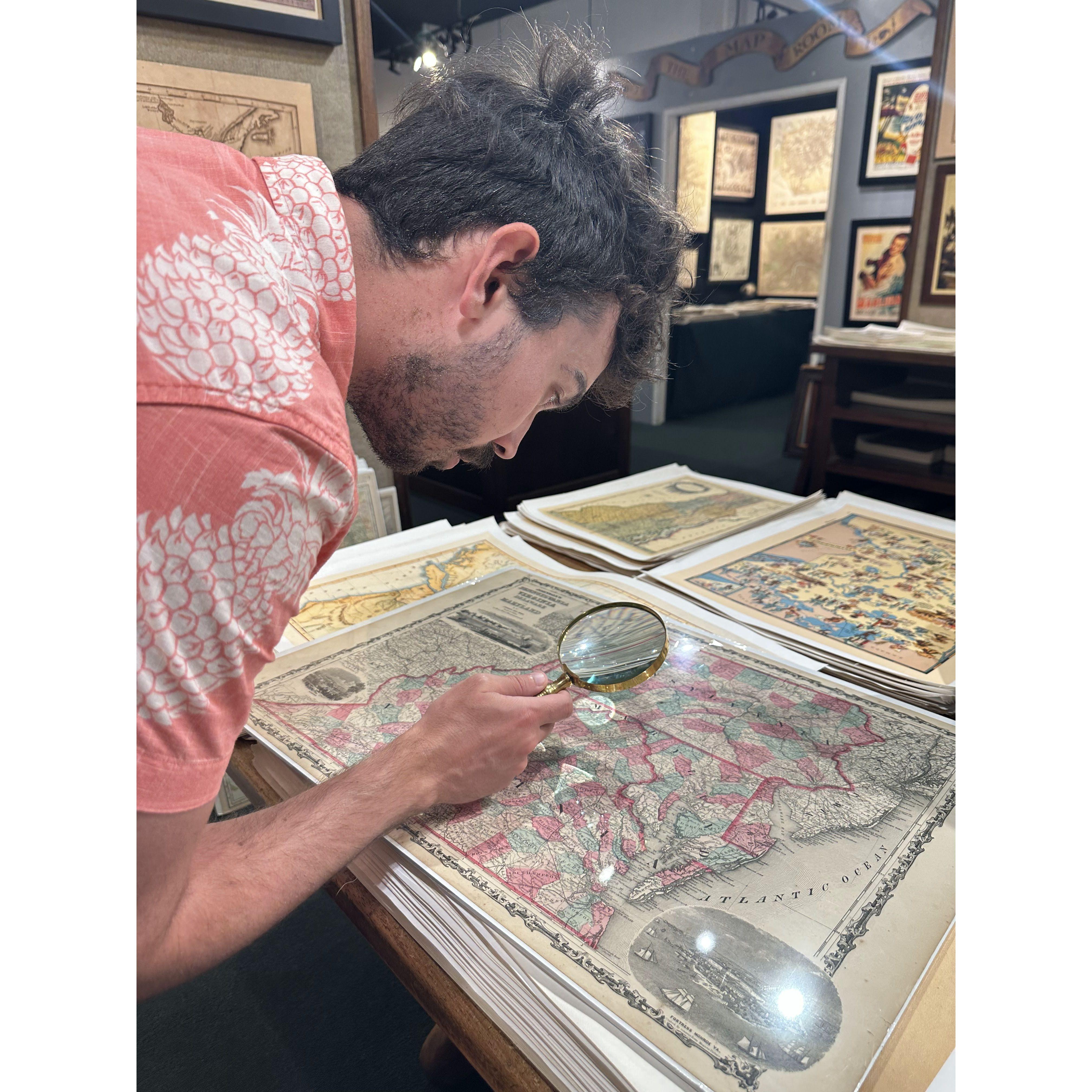 We came across a vintage map store in Hawaii, and probably spent over 2.5 hours just looking at different maps. We walked away with a beautiful copy of a 19th century map of India.