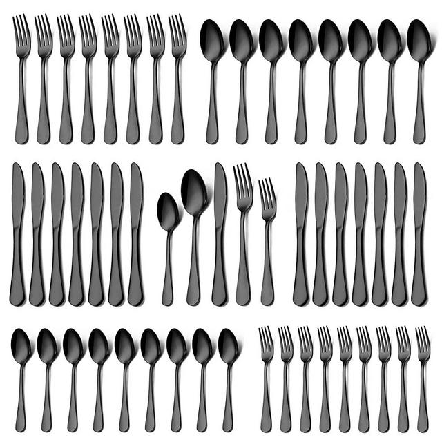 40 Pieces Black Silverware Set, Yoehka Premium Stainless Steel Flatware Set Service for 8, Tableware Cutlery Set for Home and Restaurant, Include Knife Fork Spoon, Mirror Polished Dishwasher Safe